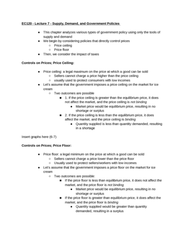 Ec120 Lecture Notes Fall 2015 Lecture 7 Demand Curve Tax