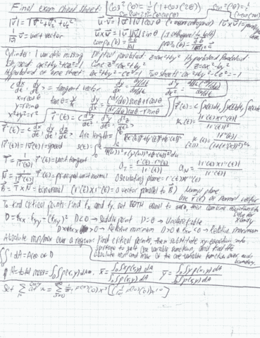 MATH 126 Final: Final Exam Cheat Sheet - OneClass