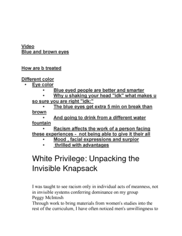 peggy mcintoshs white privilege unpacking the invisible knapsack